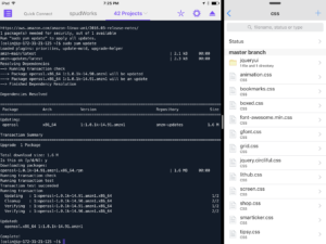 Prompt and Textastic running side by side.