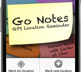 A shot of the opening screen of GoNotes